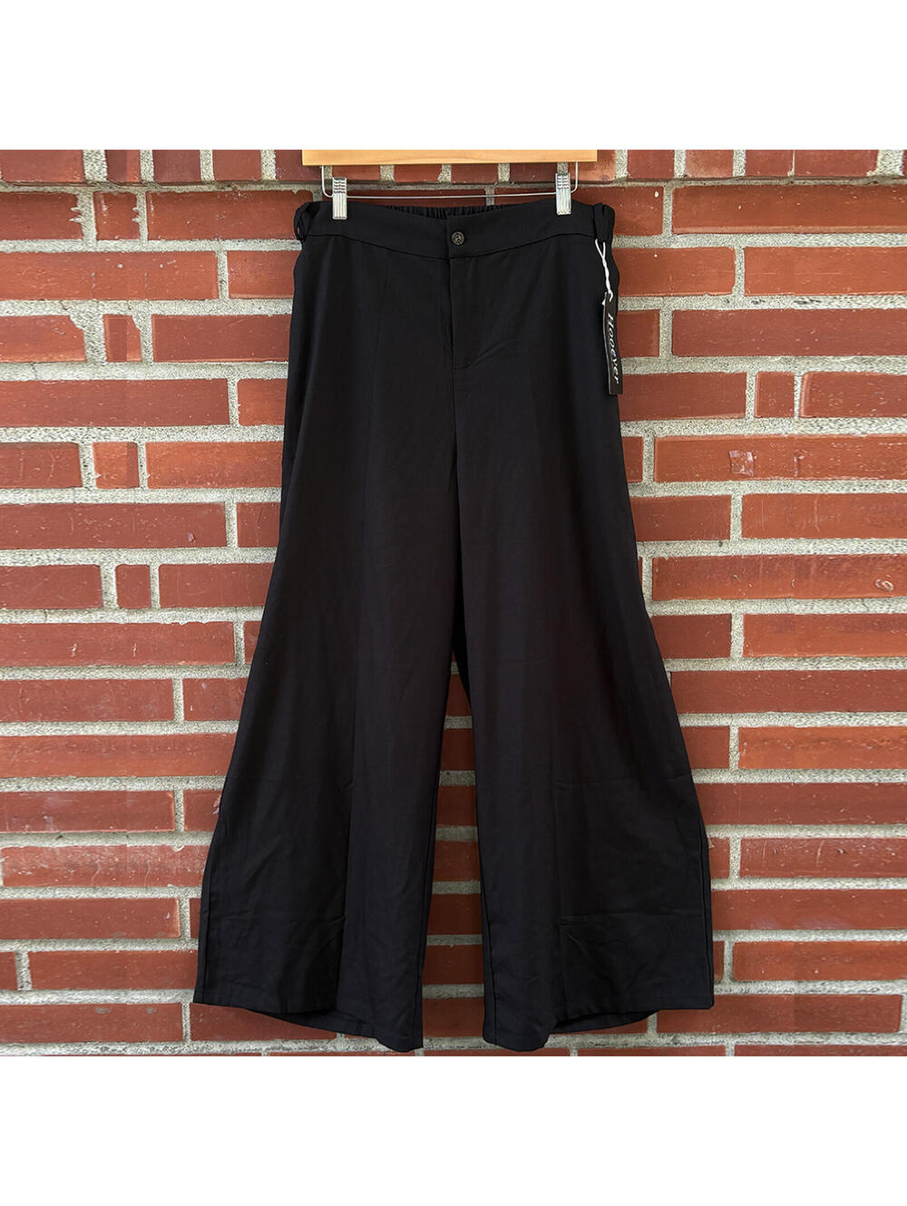 Hooever Black Wide Leg Elastic Waist Pants Size XL